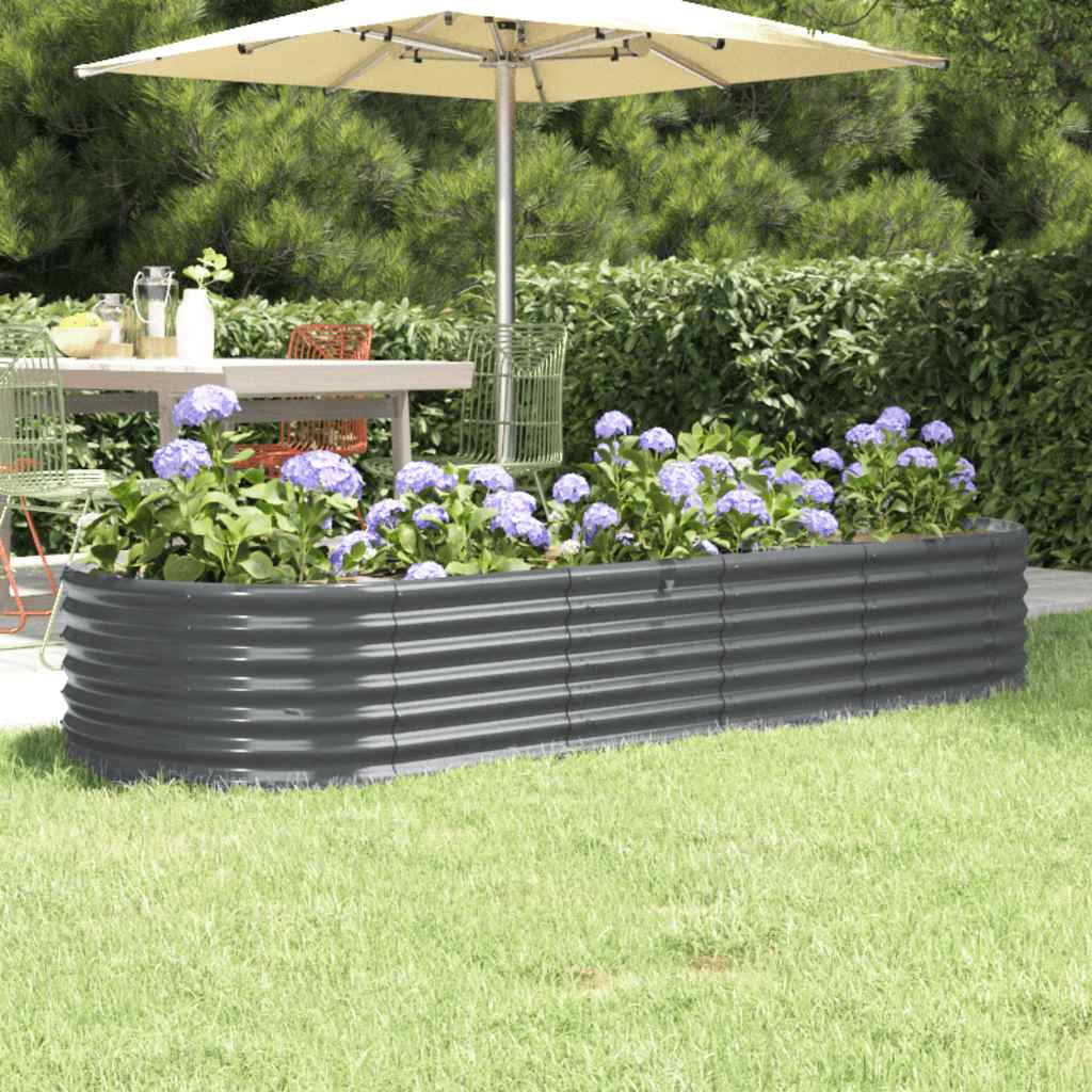 VIDAXL -Planungsbox 224x80x36 cm Pulver -beschichteter Stahl -Anthrazit -Verschärfen