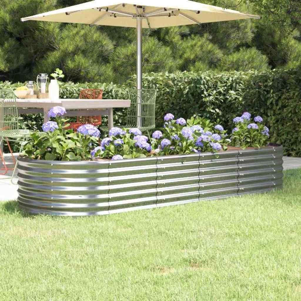 VIDAXL -Planungsbox 224x80x36 cm Pulver -Stahl Silber gefärbt