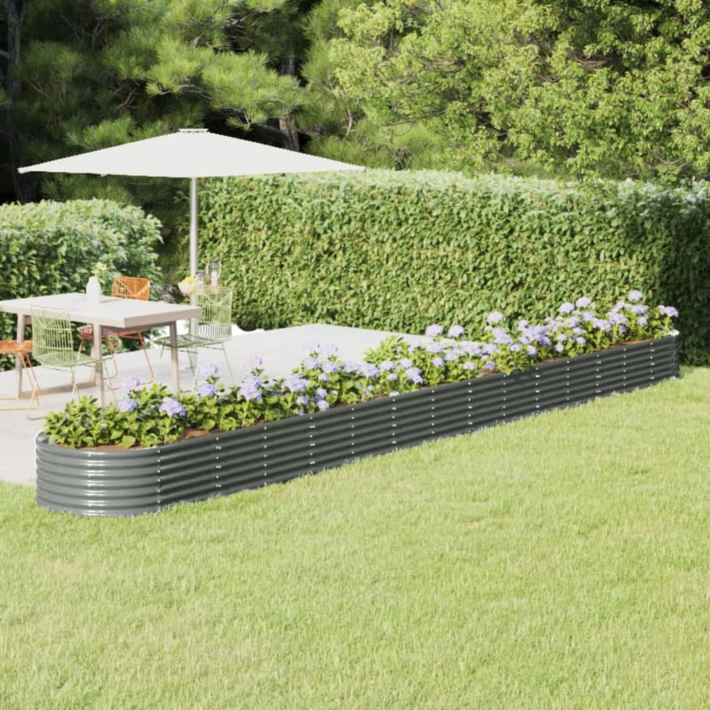 VIDAXL -Planungsbox 620x80x36 cm Pulver -Stahl grau