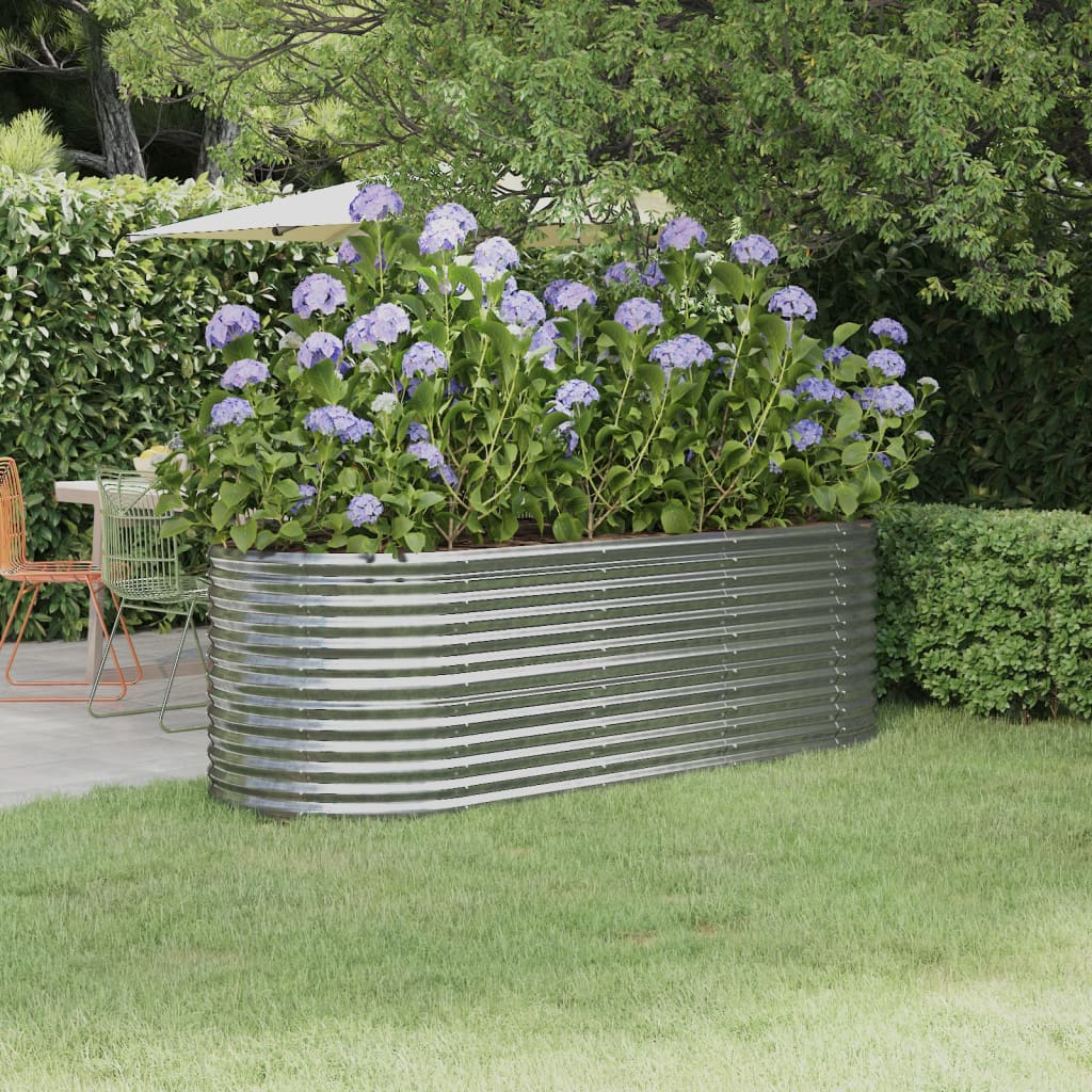 VIDAXL -Planungsbox 224x80x68 cm Pulver -Stahl Silber gefärbt
