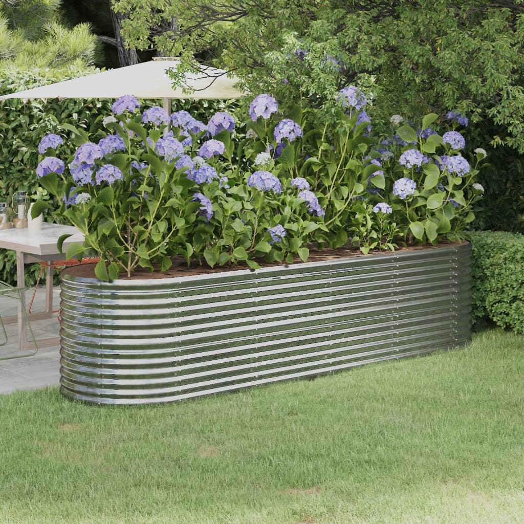 VIDAXL -Planungsbox 296x80x68 cm Pulver -Stahl Silber gefärbt
