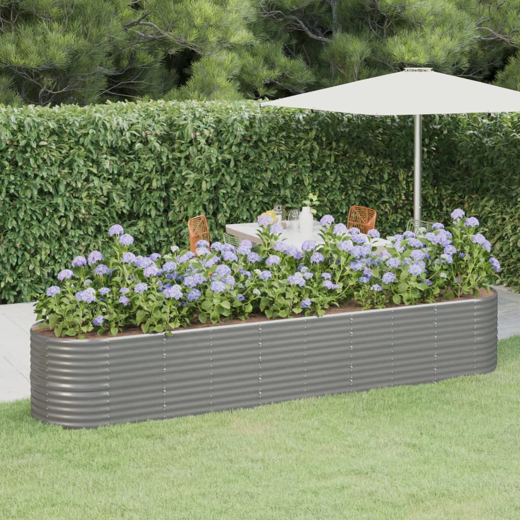 VIDAXL -Pflanzer 368x80x68 cm Pulver -Stahl grau
