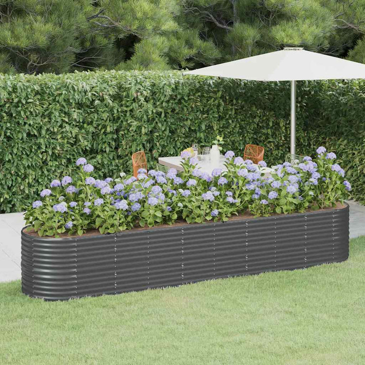 VIDAXL -Planungsbox 368x80x68 cm Pulver -beschichteter Stahl -Anthrazit -Verschärfen