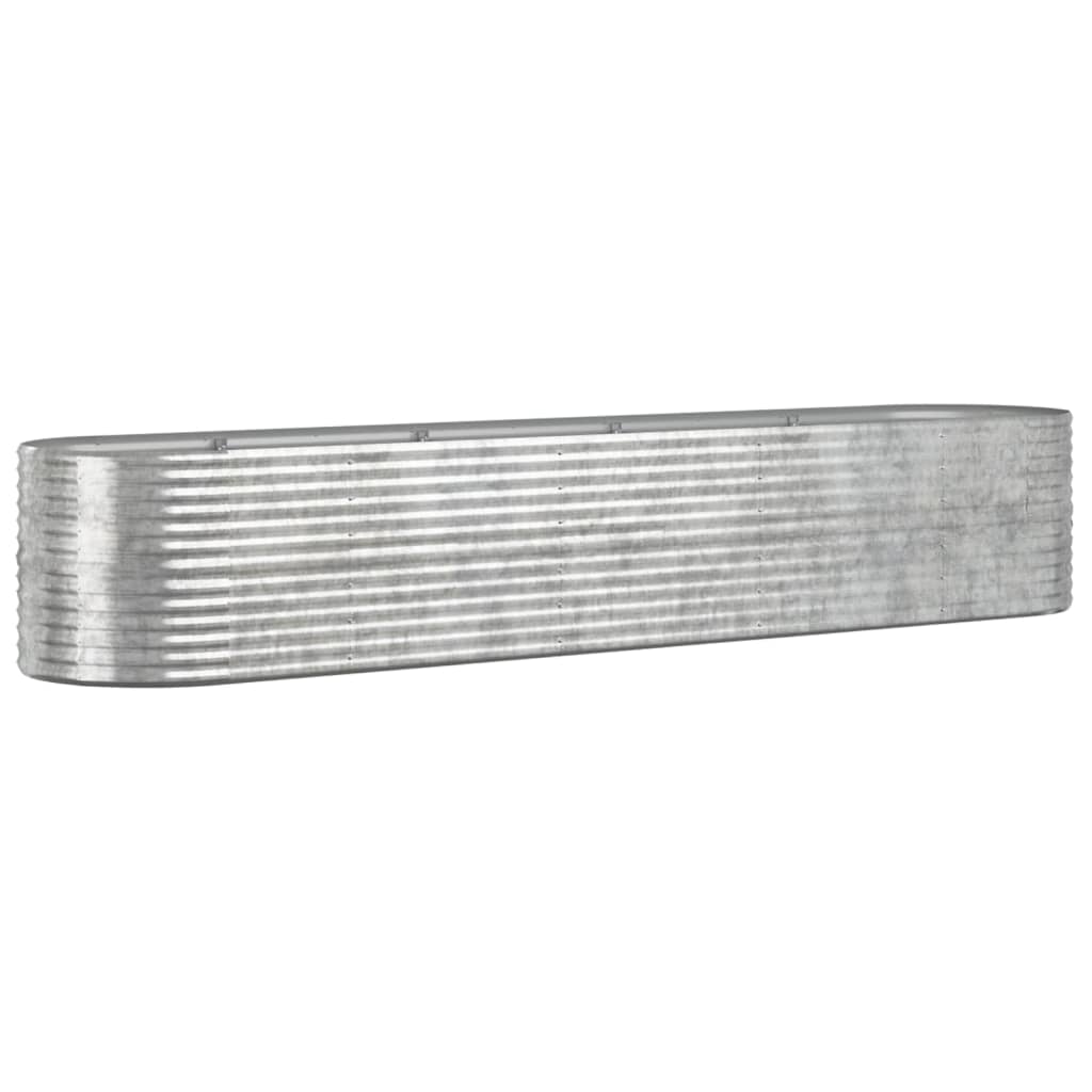 VIDAXL -Pflanzer 368x80x68 cm Pulver -bewegtes Stahl Silber gefärbt