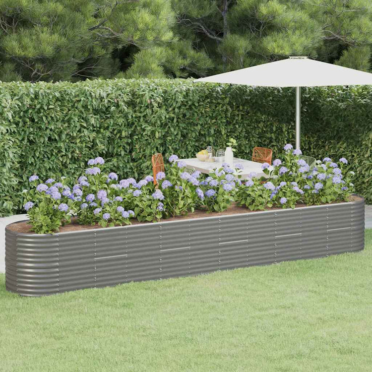VIDAXL -Planungsbox 440x80x68 cm Pulver -bewegtem Stahl grau