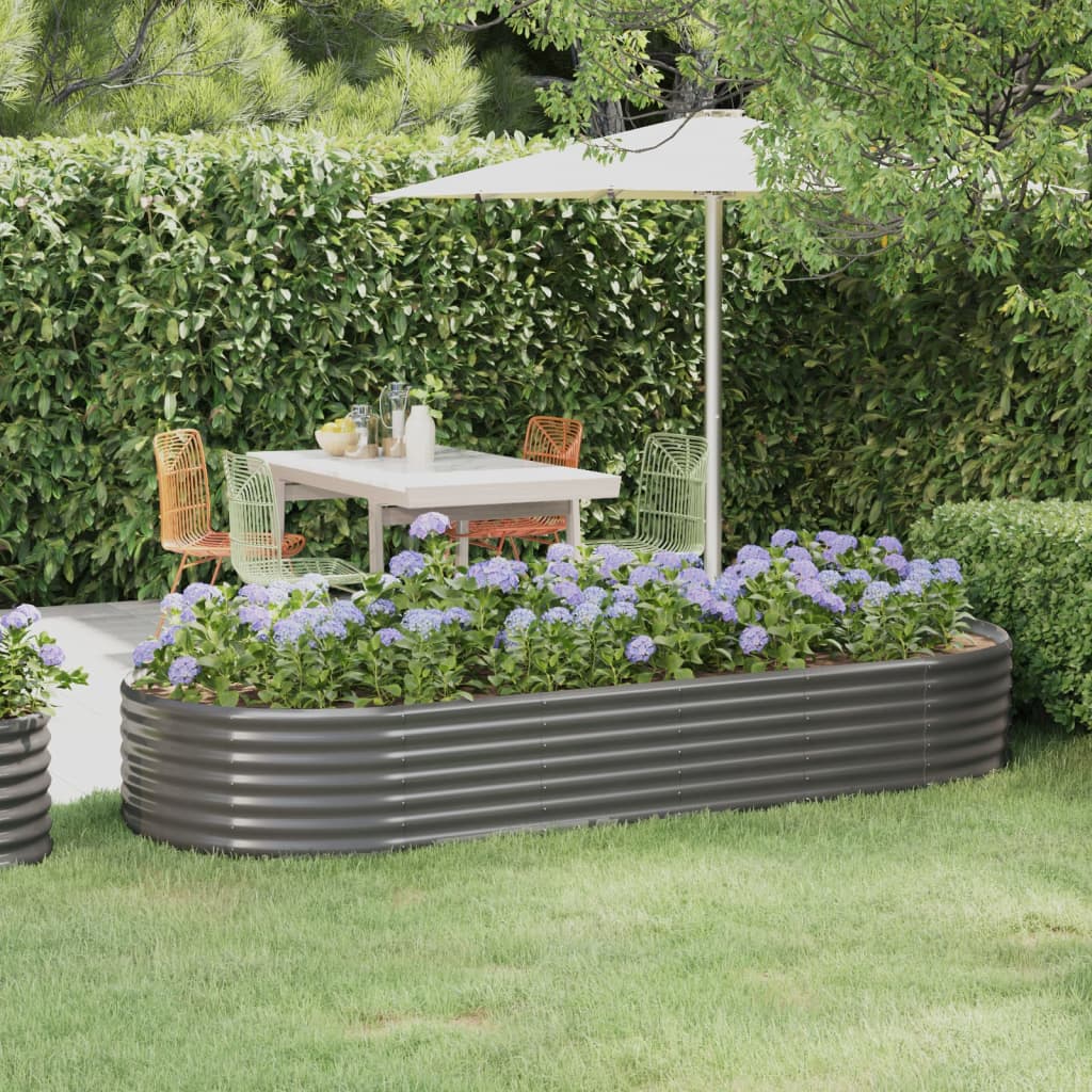VIDAXL -Planungsbox 249x100x36 cm Pulver -Stahl grau