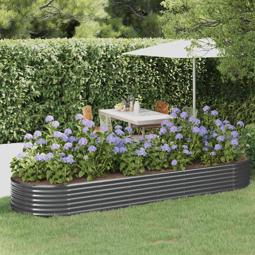 VIDAXL -Pflanzer 322x100x36 cm Pulver -beschichteter Stahl -Anthrazit -Verschärfen