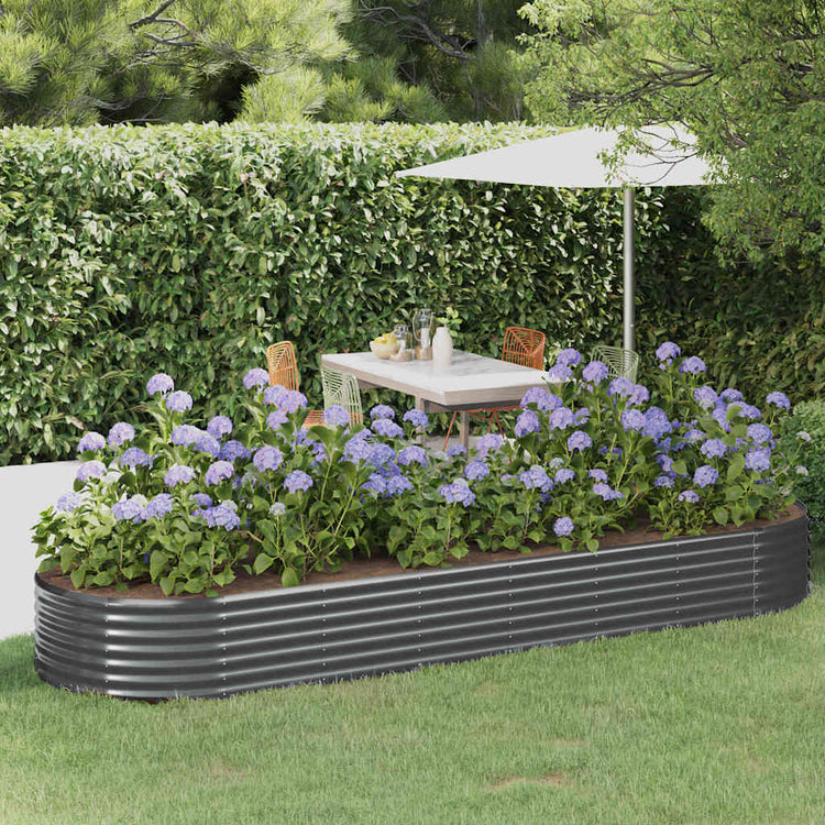 VIDAXL -Pflanzer 322x100x36 cm Pulver -beschichteter Stahl -Anthrazit -Verschärfen