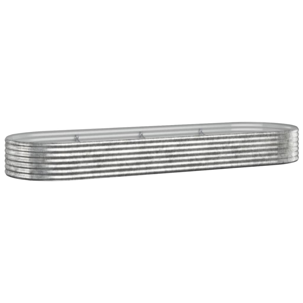 VIDAXL -Pflanzer 322x100x36 cm Pulver -bewegtes Stahl Silber gefärbt
