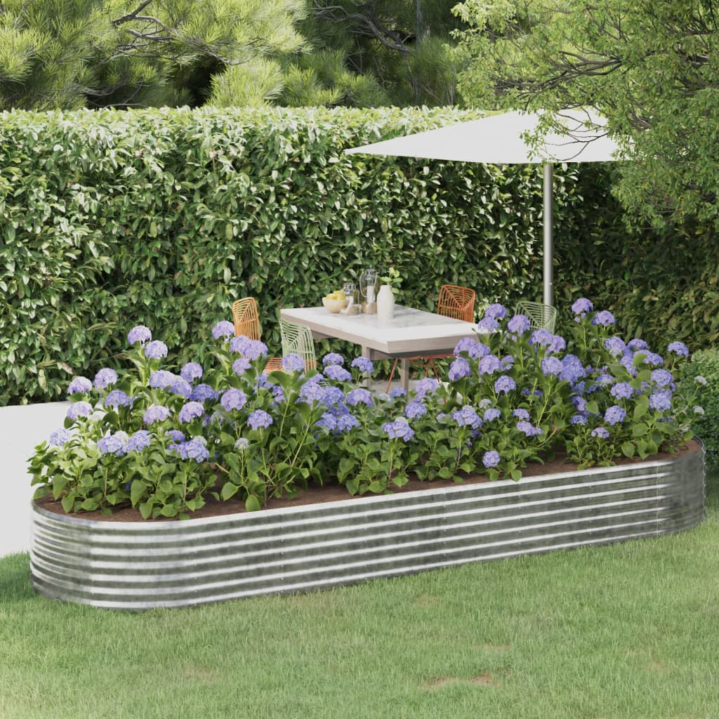VIDAXL -Pflanzer 322x100x36 cm Pulver -bewegtes Stahl Silber gefärbt