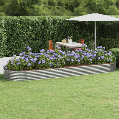 VIDAXL -Planungsbox 450x140x36 cm Pulver -Stahl Silber gefärbt