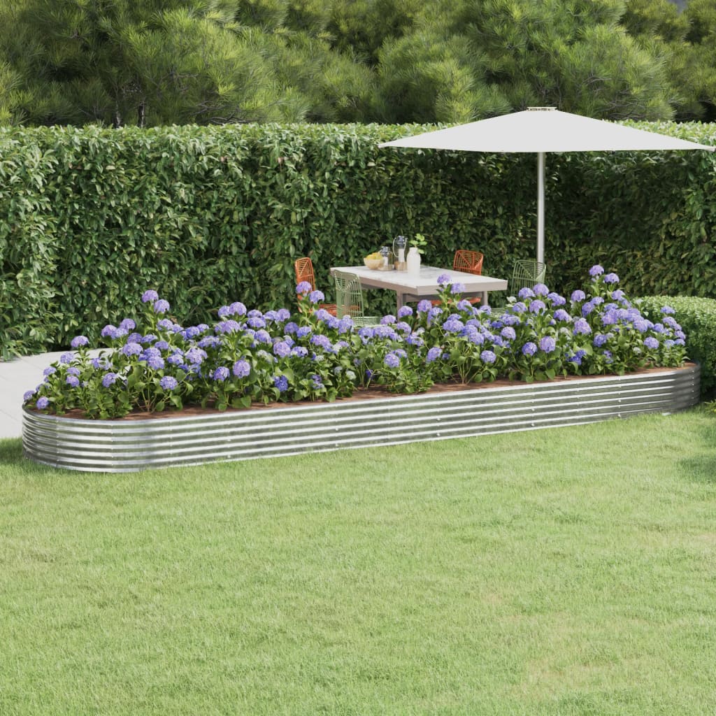 VIDAXL -Pflanzer 523x140x36 cm Pulver -beschichteter Stahl Silber gefärbt