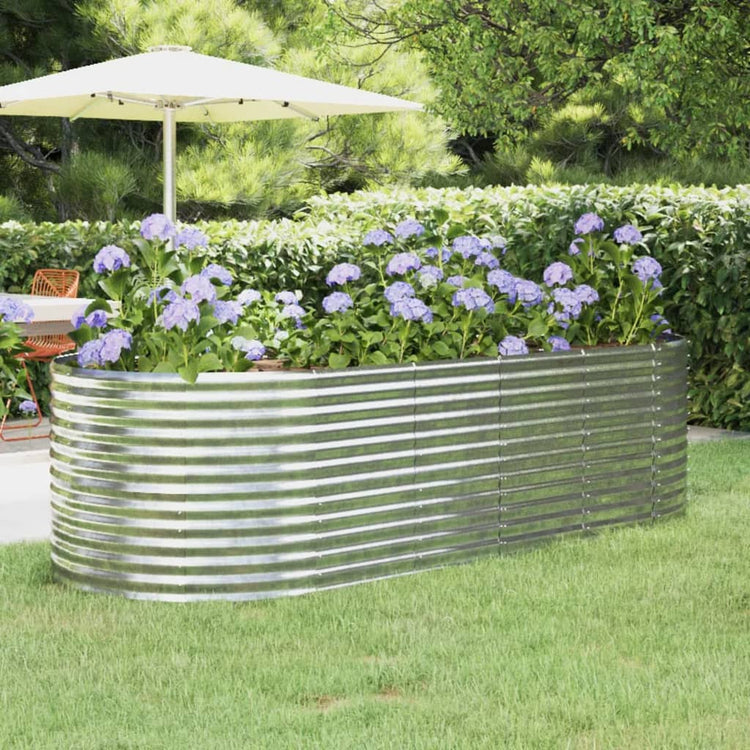VIDAXL -Planungsbox 249x100x68 cm Pulver -bezogenes Stahl Silber gefärbt