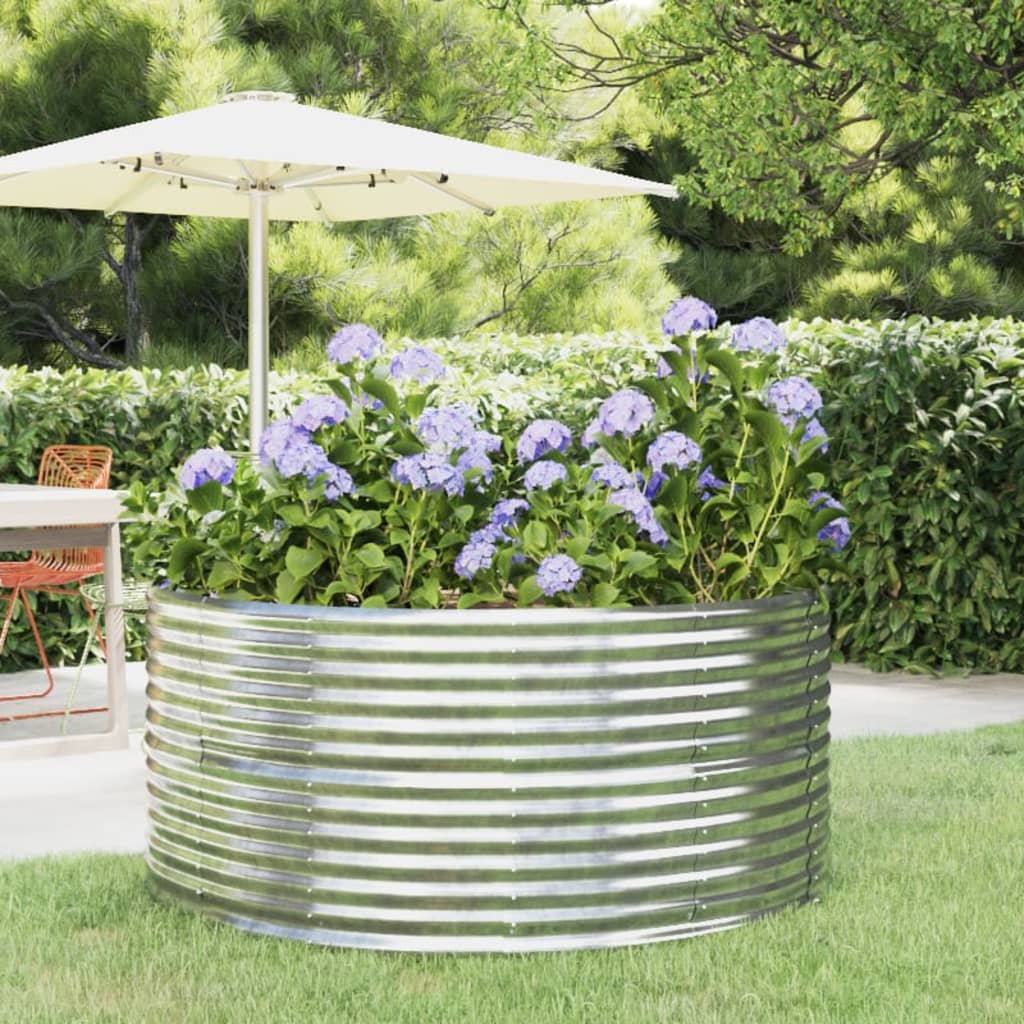 VIDAXL -Planungsbox 140x140x68 cm Pulver -bewegtes Stahl Silber gefärbt