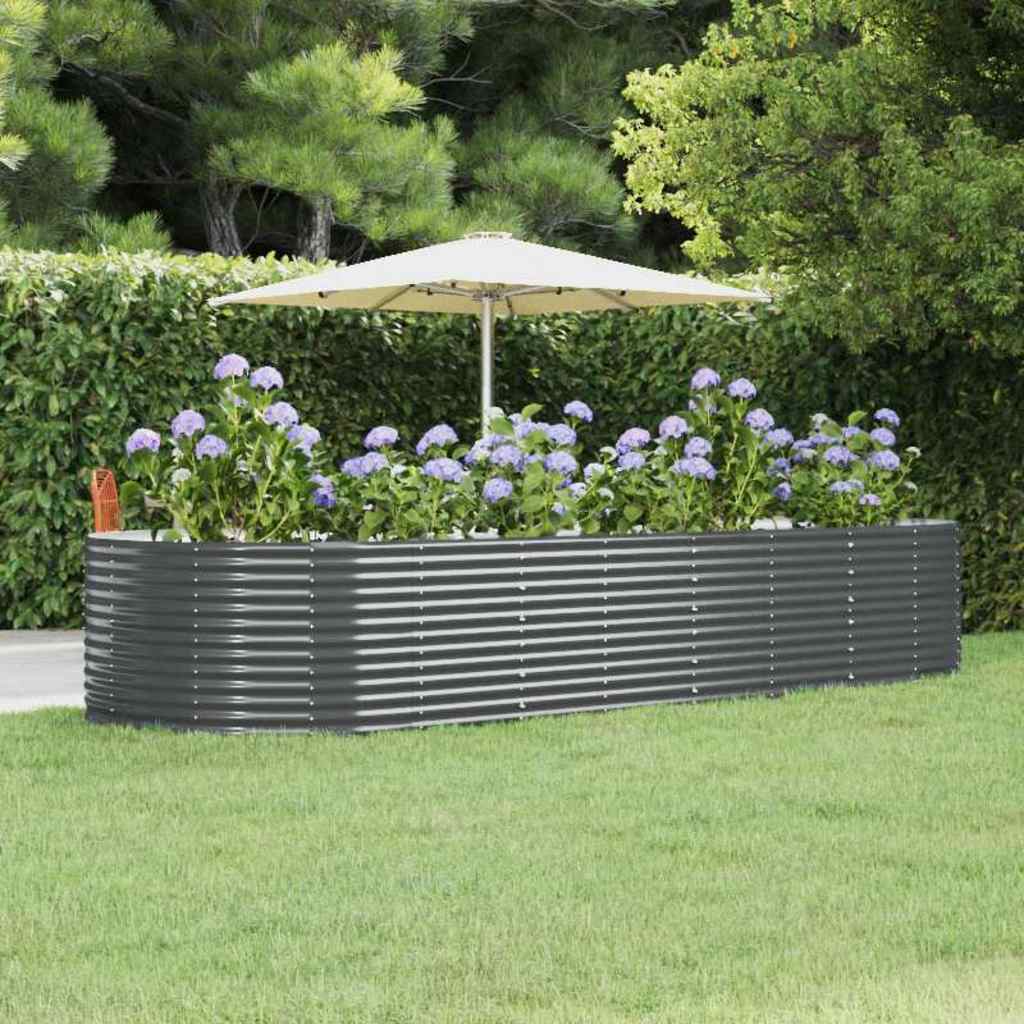 VIDAXL -Pflanzer 367x140x68 cm Pulver -beschichteter Stahl -Anthrazit -Gelenk
