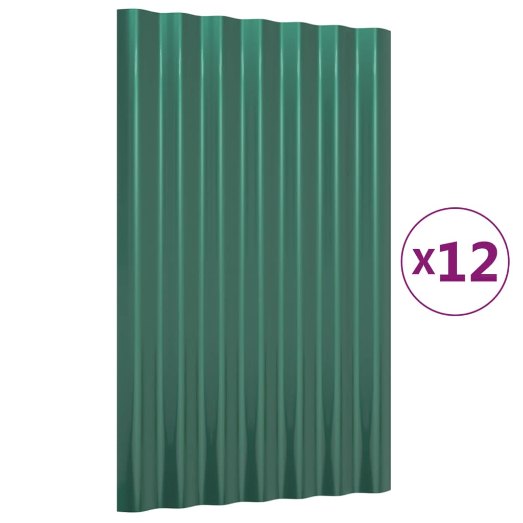 Vidaxx Dachpaneele 12 Stück 60x36 cm verzinkter Stahl grün