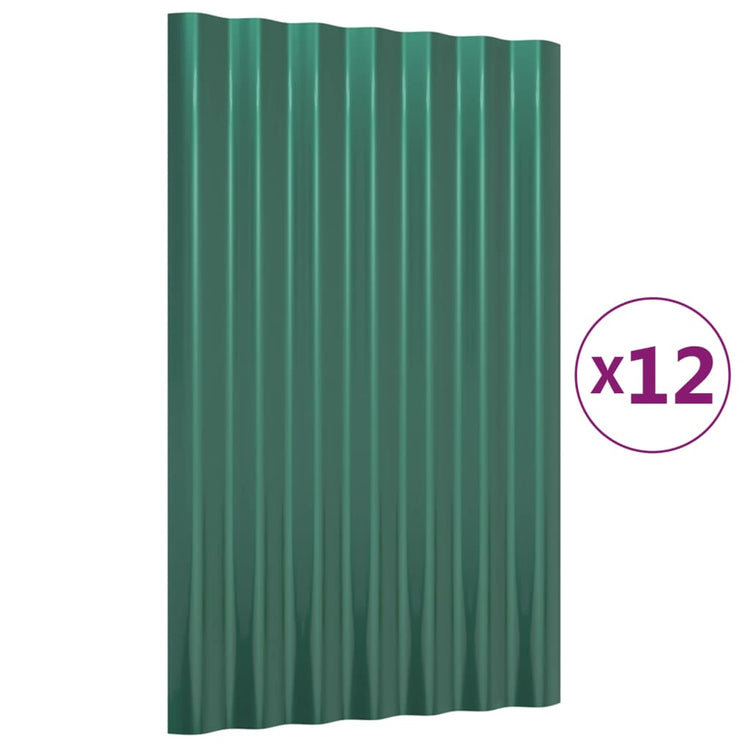 Vidaxx Dachpaneele 12 Stück 60x36 cm verzinkter Stahl grün