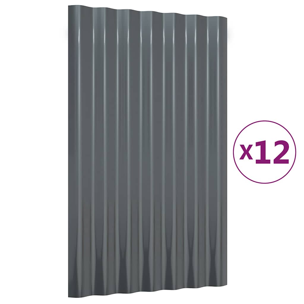 Vidaxx Dachpaneele 12 Stück 60x36 cm verzinkter Stahl Anthrazit
