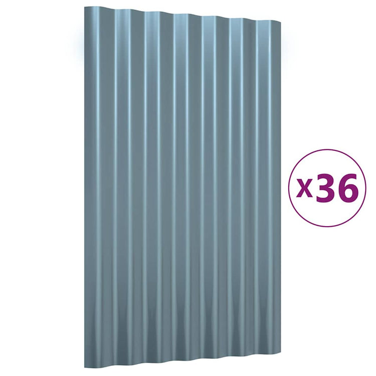 VIDAXL -Dachpaneele 36 ST 60x36 cm Pulver -Stahl grau