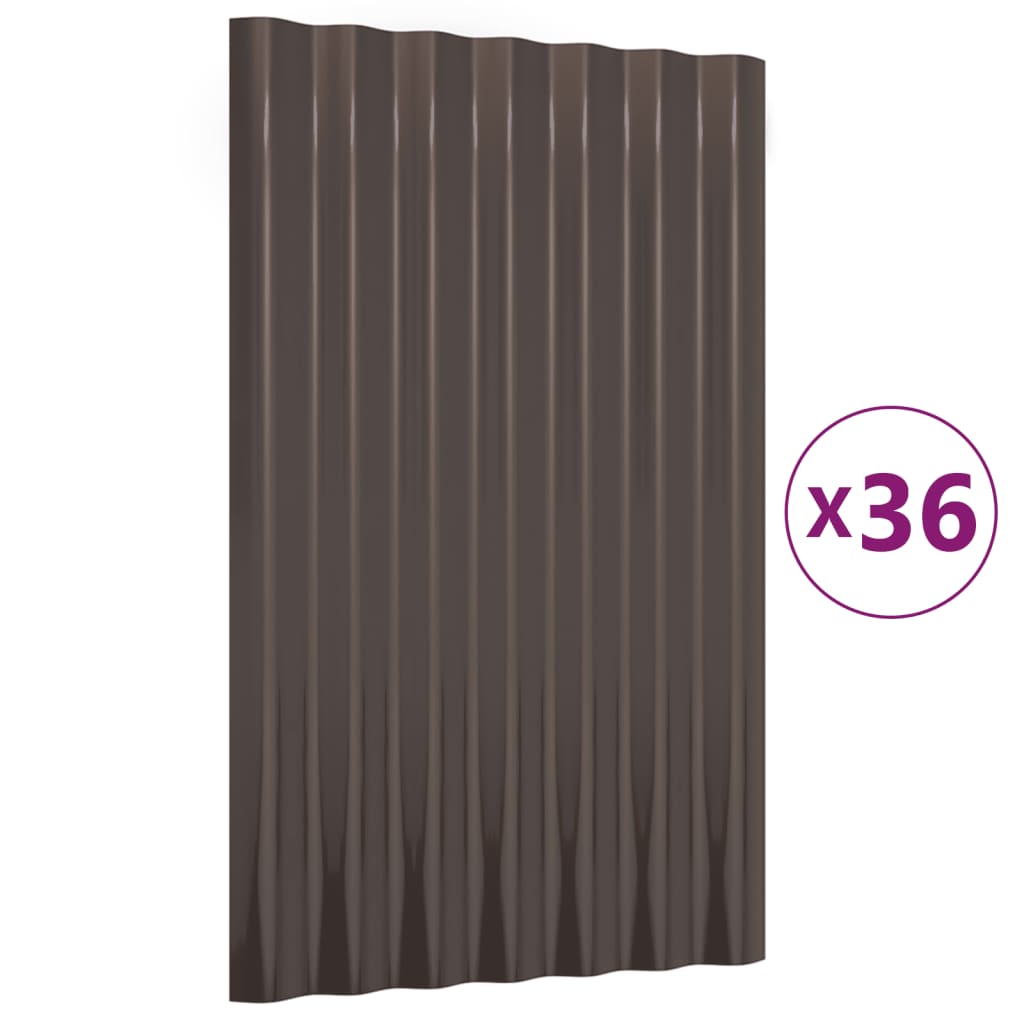 VIDAXL -Dachpaneele 36 ST 60x36 cm Pulver -Stahlbraun