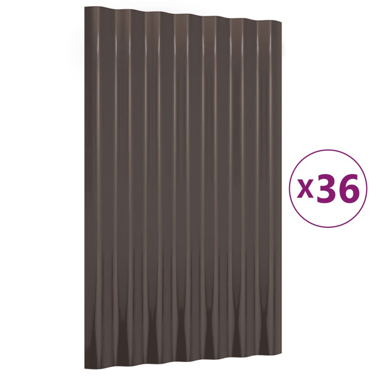 VIDAXL -Dachpaneele 36 ST 60x36 cm Pulver -Stahlbraun