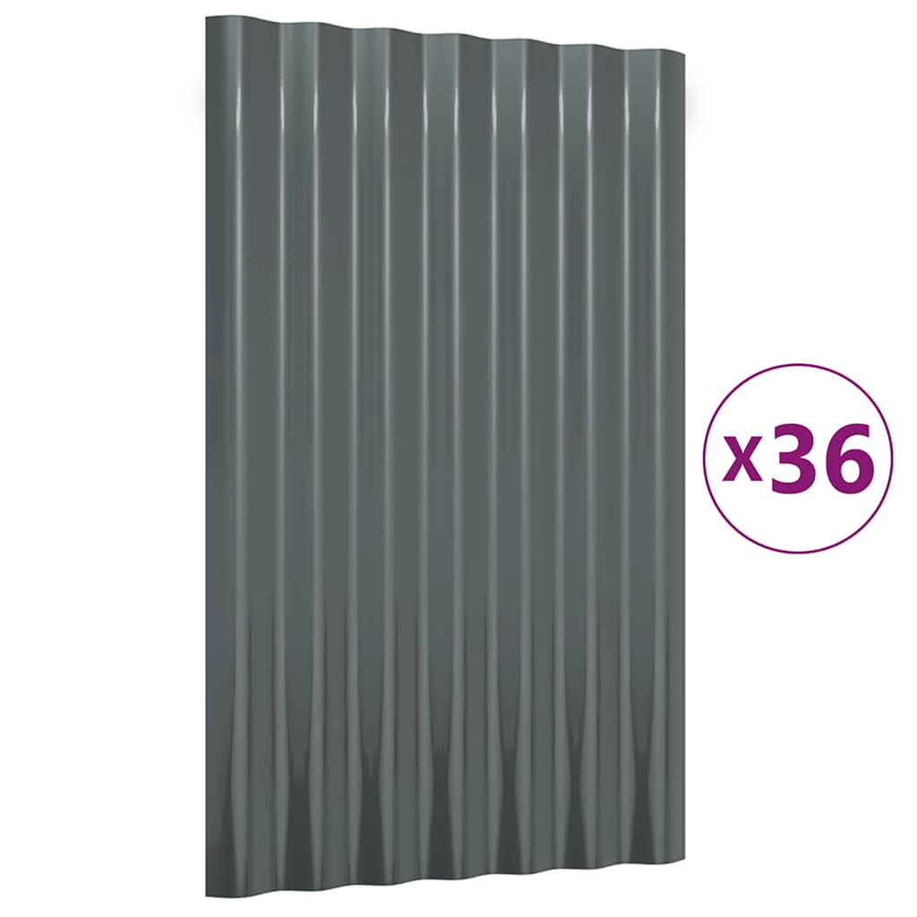 VIDAXL -Dachpaneele 36 ST 60x36 cm Pulver -bewegtes Stahl Anthrazit -gelöscht