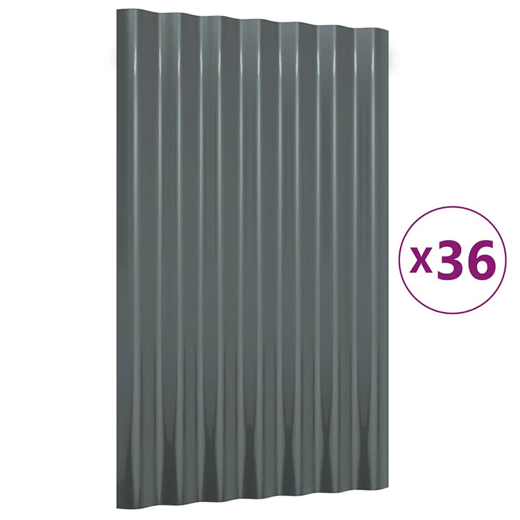 VIDAXL -Dachpaneele 36 ST 60x36 cm Pulver -bewegtes Stahl Anthrazit -gelöscht