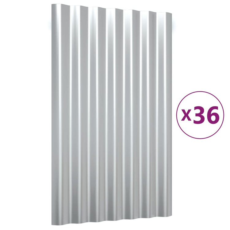 VIDAXL -Dachplatten 36 ST 60x36 cm Pulver -Stahl Silber gefärbt