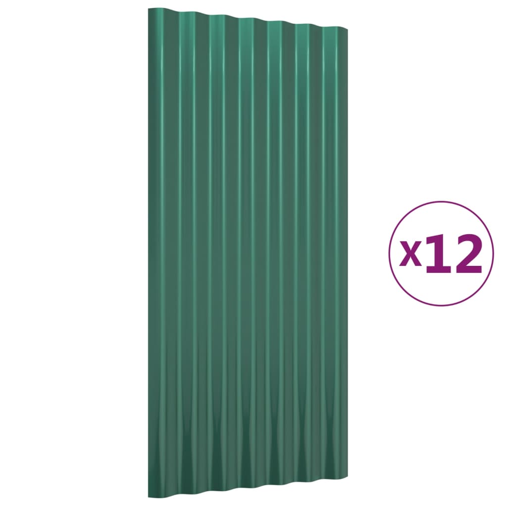 Vidaxx Dachpaneele 12 Stück 80x36 cm verzinkter Stahl grün