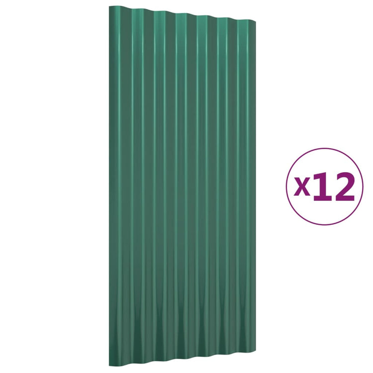 Vidaxx Dachpaneele 12 Stück 80x36 cm verzinkter Stahl grün