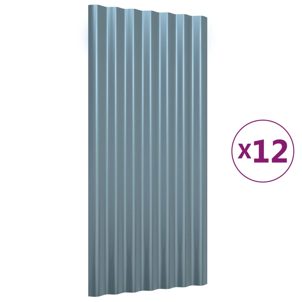 VIDAXL -Dachpaneele 12 ST 80x36 cm Pulver -Stahl grau