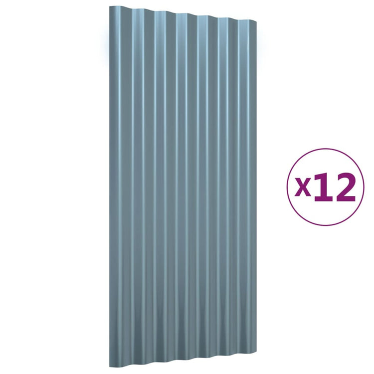 VIDAXL -Dachpaneele 12 ST 80x36 cm Pulver -Stahl grau