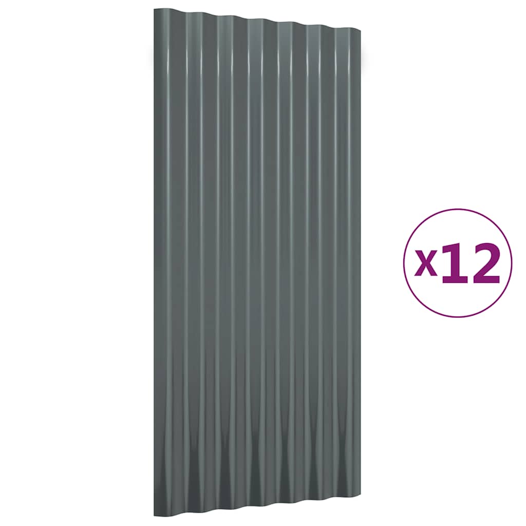 Vidaxx Dachpaneele 12 Stück 80x36 cm verzinkter Stahl Anthrazit