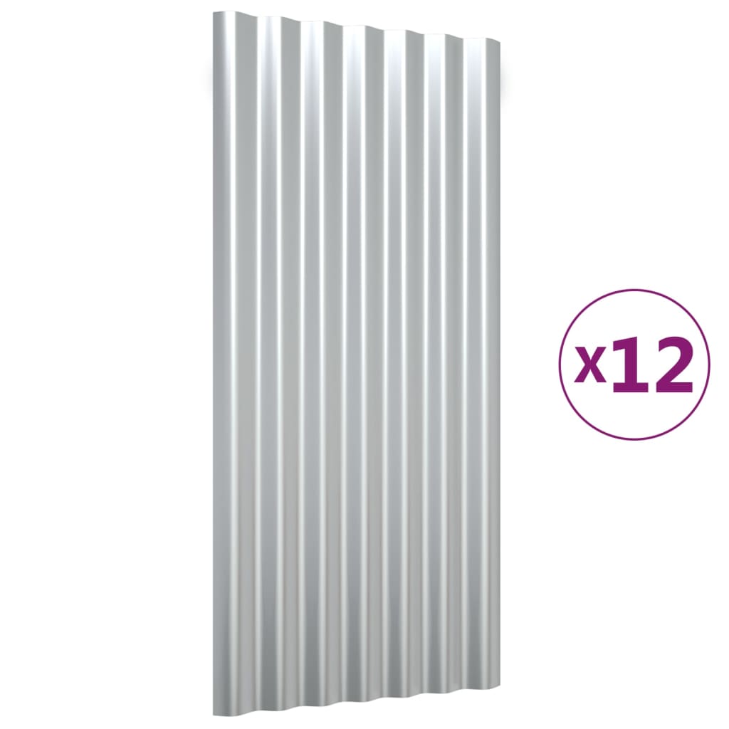 VIDAXL -Dachkollegen 12 ST 80x36 cm Pulver -Stahl Silber gefärbt