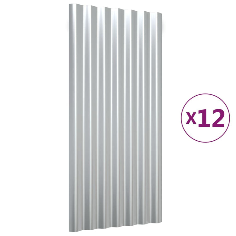 VIDAXL -Dachkollegen 12 ST 80x36 cm Pulver -Stahl Silber gefärbt