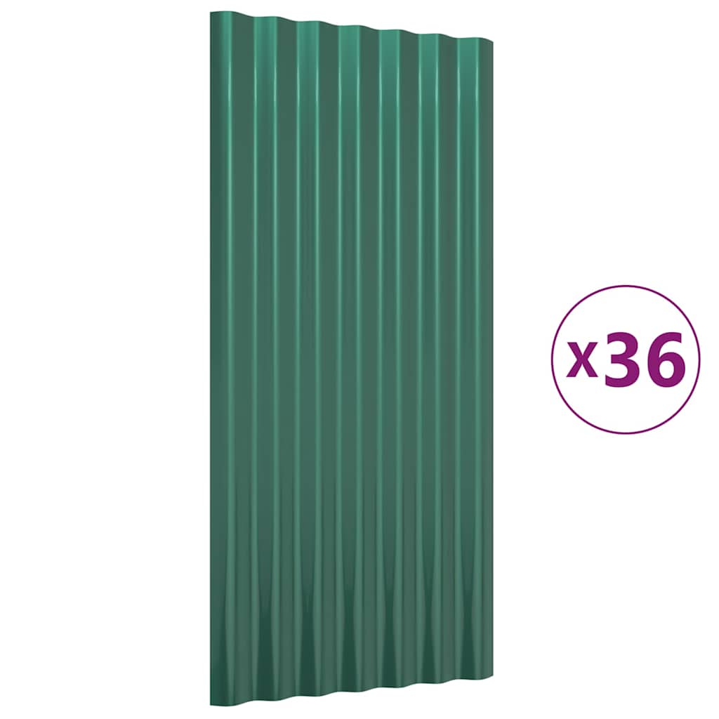 VIDAXL -Dachpaneele 36 ST 80x36 cm Pulver -Stahlgrün