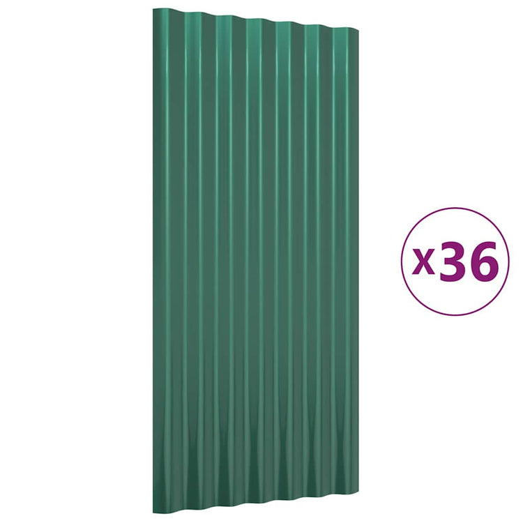 VIDAXL -Dachpaneele 36 ST 80x36 cm Pulver -Stahlgrün