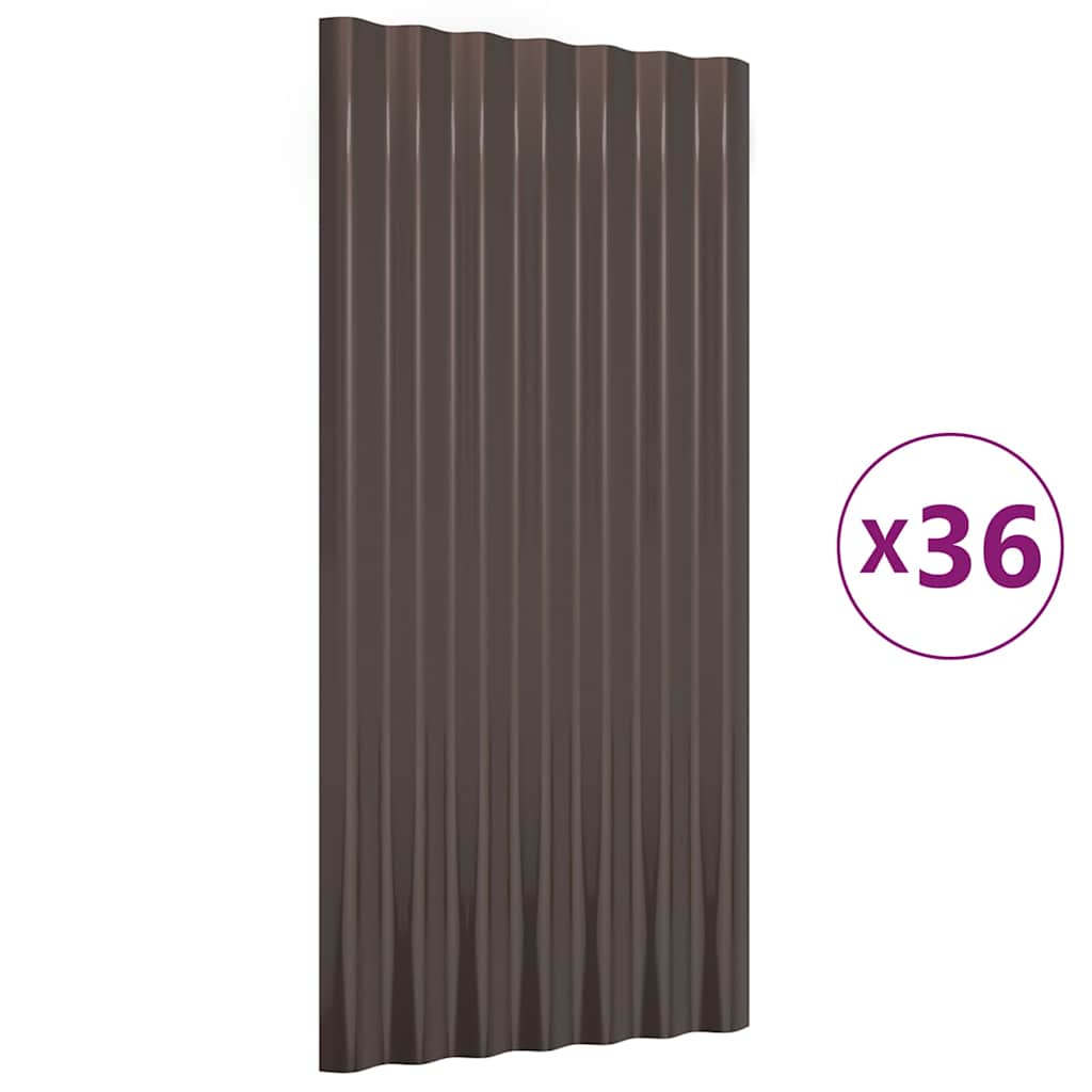 Vidaxx Dachpaneele 36 Stück 80x36 cm verzinkter Stahl braun