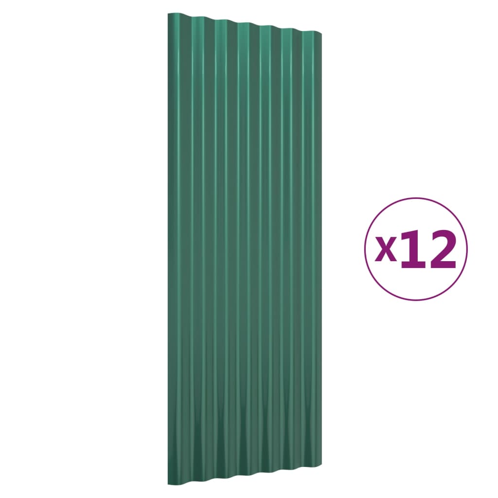 VIDAXL -Dachpaneelen 12 ST 100x36 cm Pulver -Stahlgrün