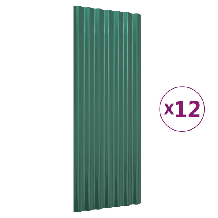 VIDAXL -Dachpaneelen 12 ST 100x36 cm Pulver -Stahlgrün