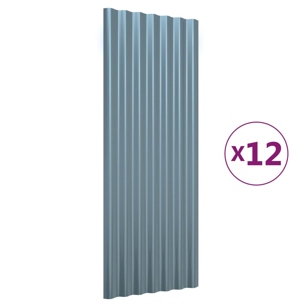 VIDAXL -Dachpaneele 12 ST 100x36 cm Pulver -Stahl grau