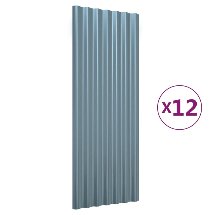 VIDAXL -Dachpaneele 12 ST 100x36 cm Pulver -Stahl grau