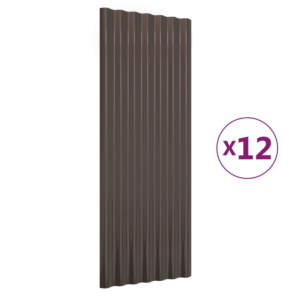 VIDAXL -Dachplatten 12 ST 100x36 cm Pulver -Stahlbraun