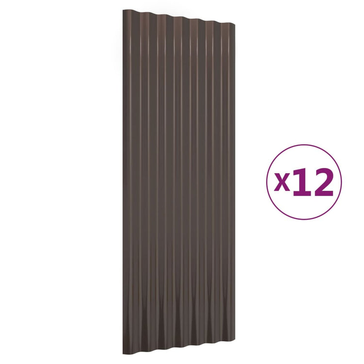 VIDAXL -Dachplatten 12 ST 100x36 cm Pulver -Stahlbraun