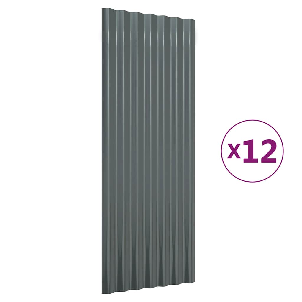VIDAXL -Dachplatten 12 Stcs 100x36 cm Pulver -beschichtete Stahl -Anthrazit -Verschärfe