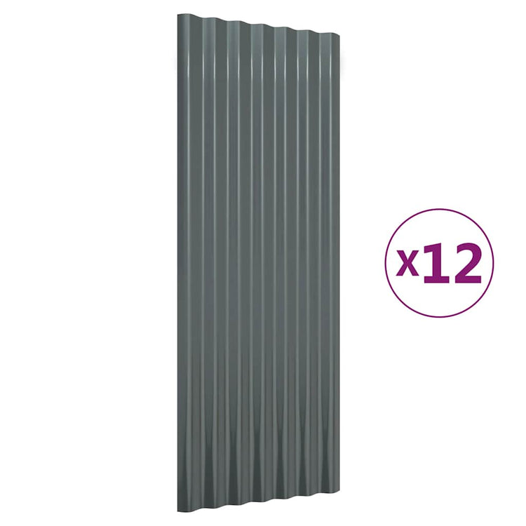 VIDAXL -Dachplatten 12 Stcs 100x36 cm Pulver -beschichtete Stahl -Anthrazit -Verschärfe