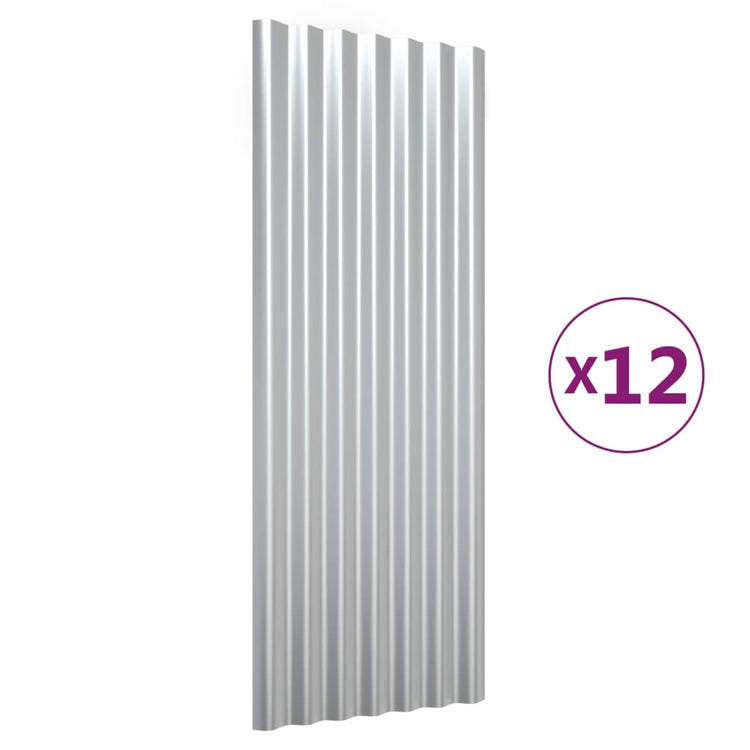 VIDAXL -Dachpaneele 12 ST 100x36 cm Pulver -mit Silber gefärbter Stahl mit Stahlbeschichtung