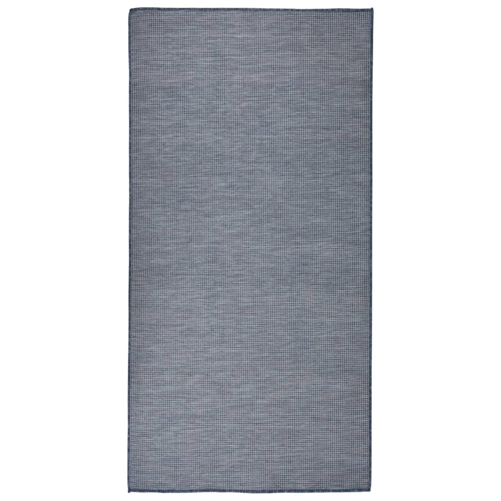 Vidaxl außerhalb des Teppichs flach gewebt 100x200 cm blau