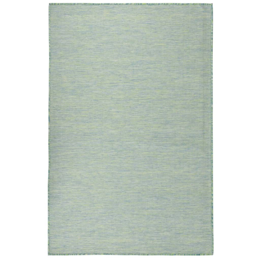 Vidaxl außerhalb des Teppichs flach gewebt 100x200 cm Türkis