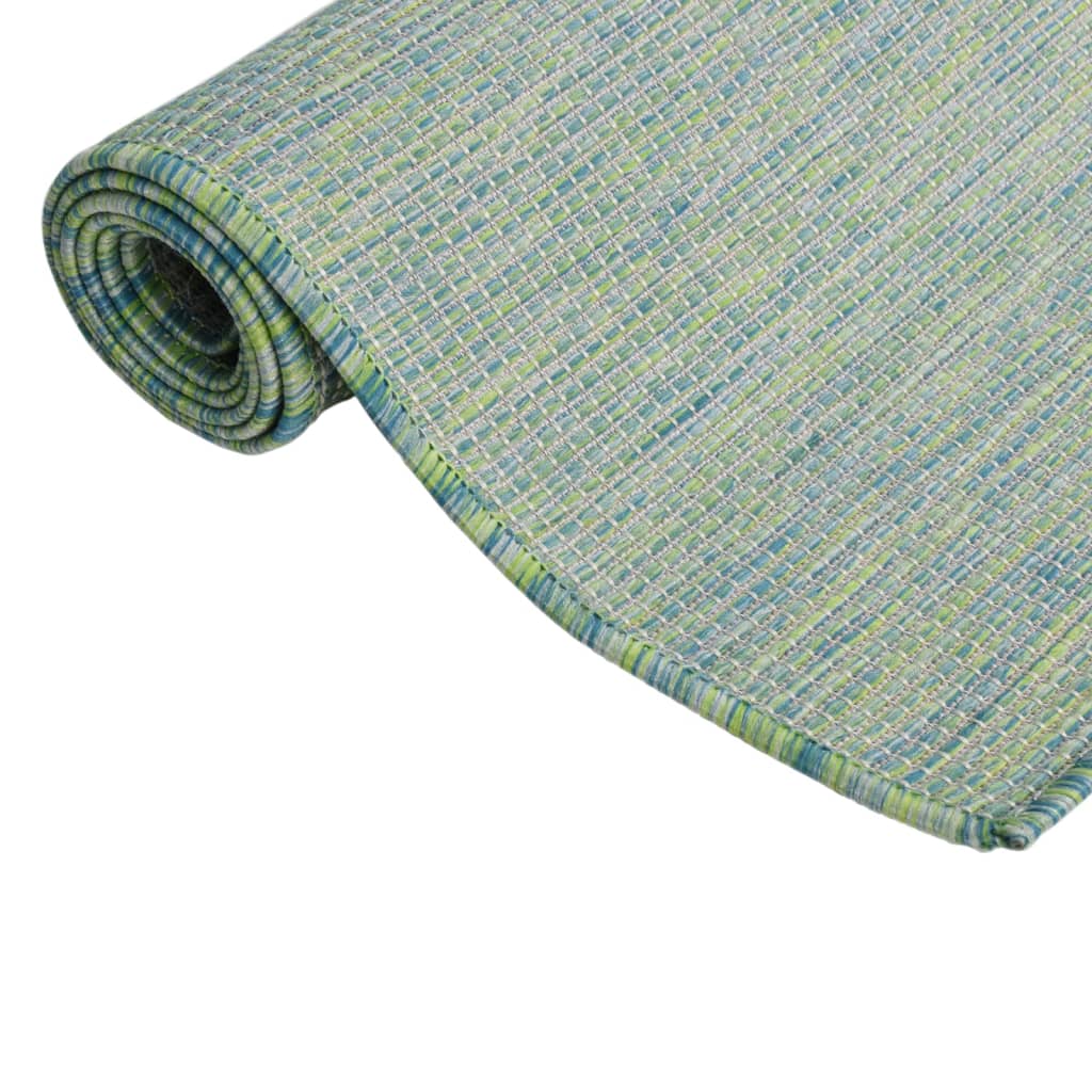 Vidaxl außerhalb des Teppichs flach gewebt 100x200 cm Türkis